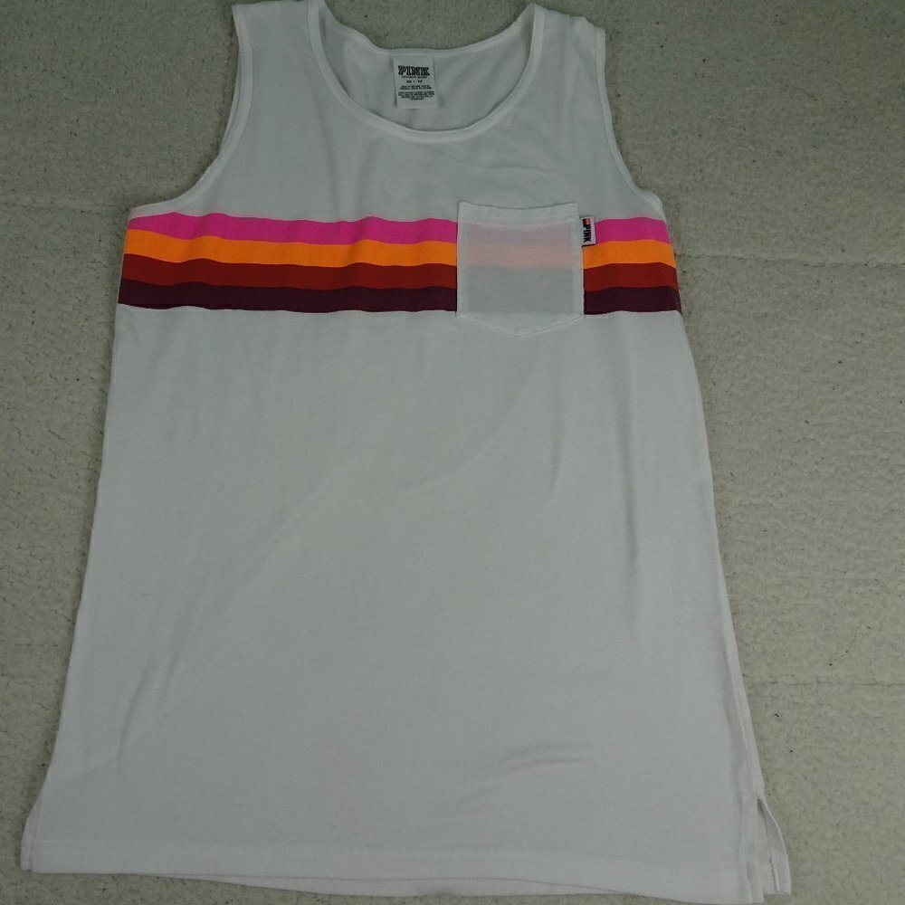 Victoria's Secret Pink White Striped Tank Top XL